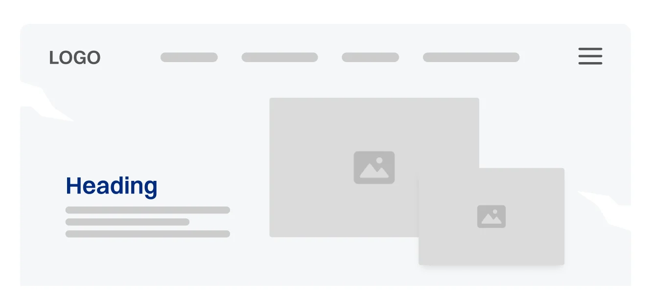 Kein Konzept im Aufbau: Unstrukturierte Website mit unklarem visuellen Fokus und fehlender inhaltlicher Planung