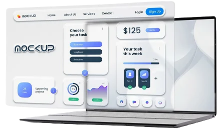 glassmorphism laptop mockup design