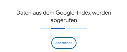 Ladebildschirm der Google Search Console beim Abrufen von Daten aus dem Google Index