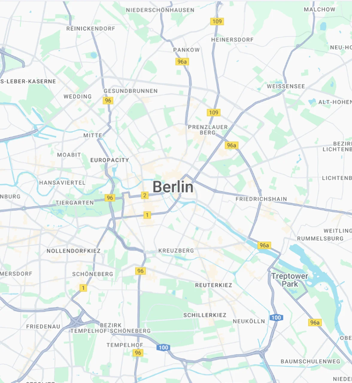 Karte von Berlin zur Darstellung der lokalen Rankingposition