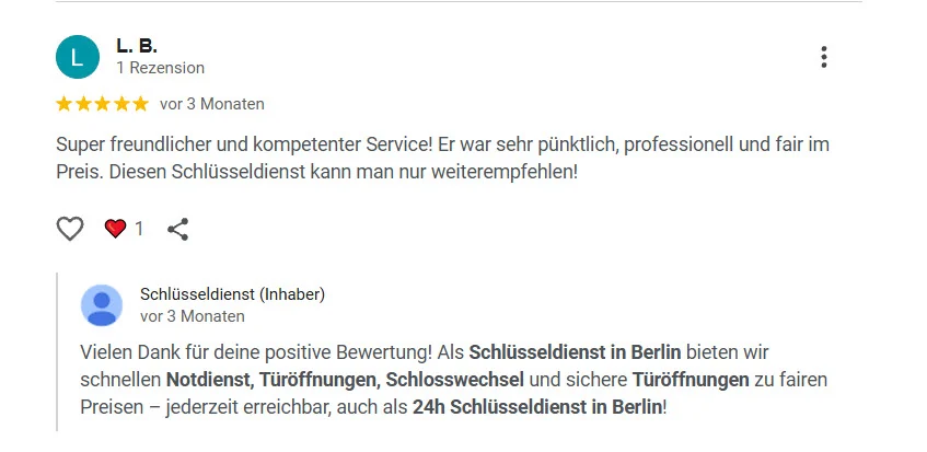 Keyword Spam Google Bewertungen in der Antwort des Inhabers