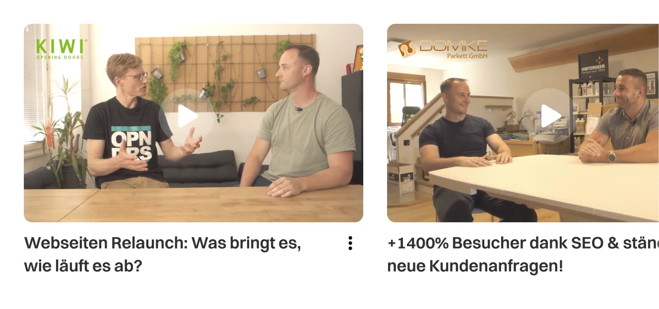 Zwei Kundeninterviews über erfolgreiche SEO-Projekte: Webseiten-Relaunch bei KIWI und 1400 % mehr Besucher bei Domke Parkett GmbH