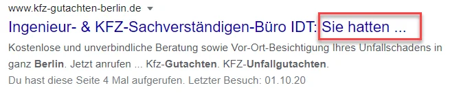 meta title abgeschnitten