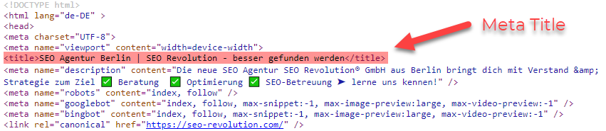 Meta Title HTML Code