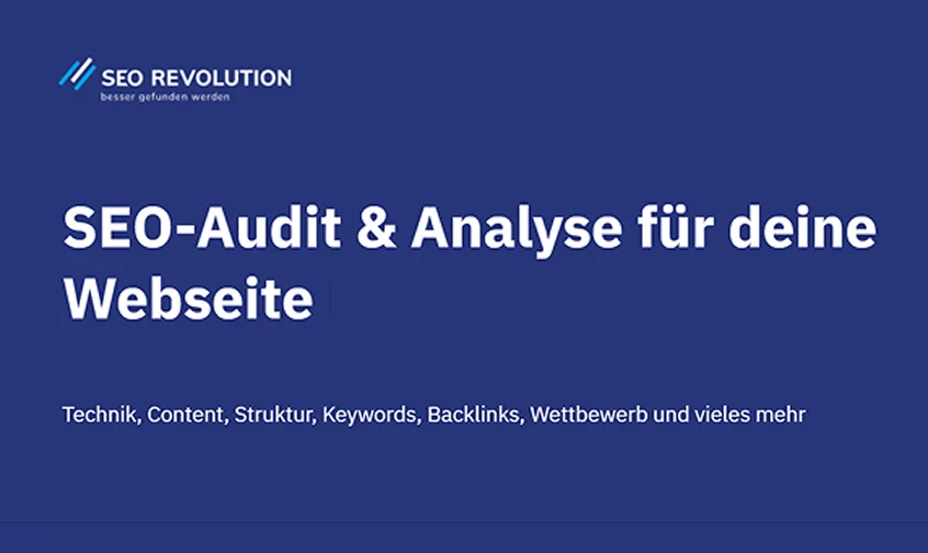 Titelgrafik mit der Aufschrift „SEO-Audit & Analyse für deine Webseite“ von SEO Revolution