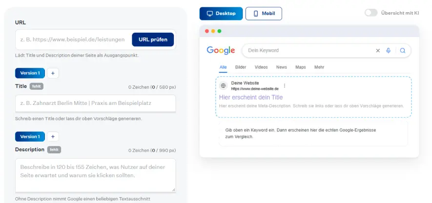 AI SERP Snippet Generator Tool von SEO Revolution