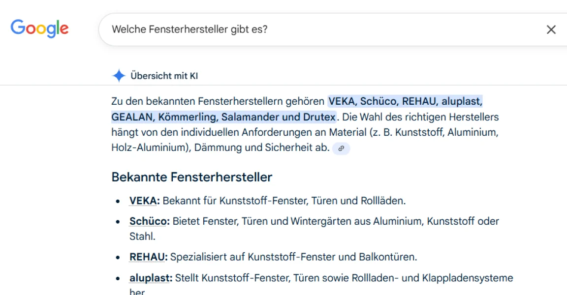 ChatGPT-Antwortfenster mit einer Liste empfohlener Handwerksbetriebe in Berlin